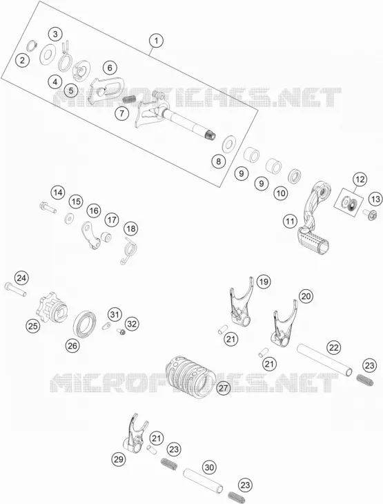 MECANISME DE SELECTION DE VITESSES Husqvarna Husqvarna 85 2021 TC 85  TC 85 17/14